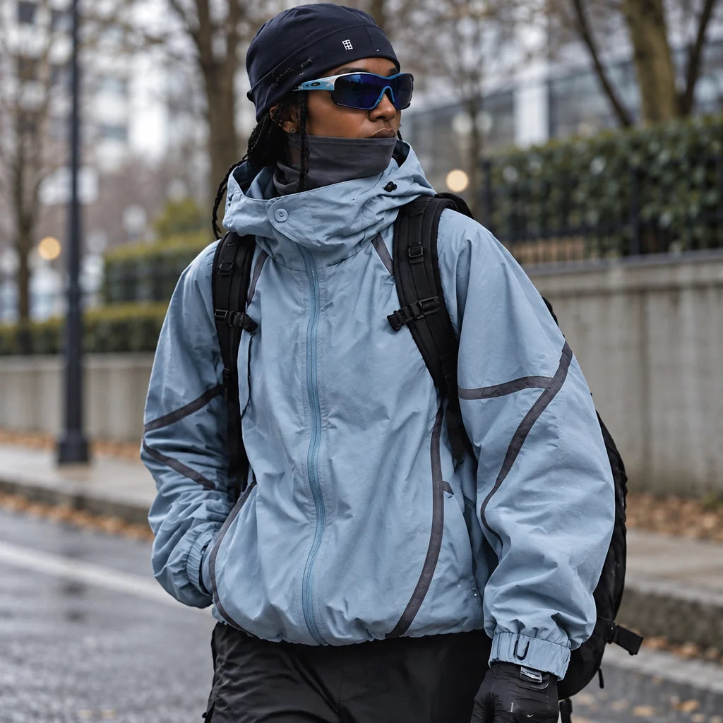 Bield - Unisex Windproof Breathable & Hooded Waterproof Jacket - Lake Blue