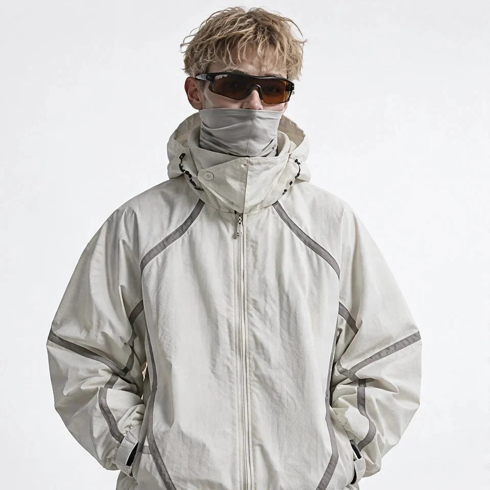 Bield - Unisex Windproof Breathable & Hooded Waterproof Jacket - Sandy White