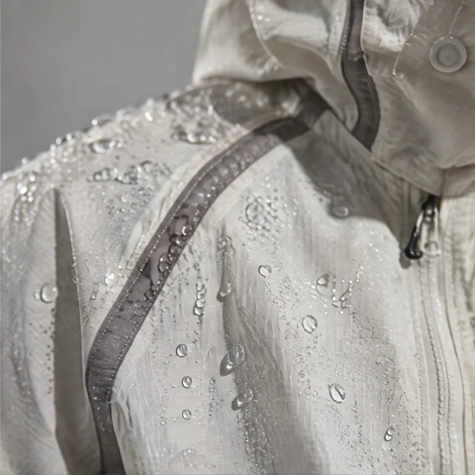 Bield - Unisex Windproof Breathable & Hooded Waterproof Jacket - Sandy White