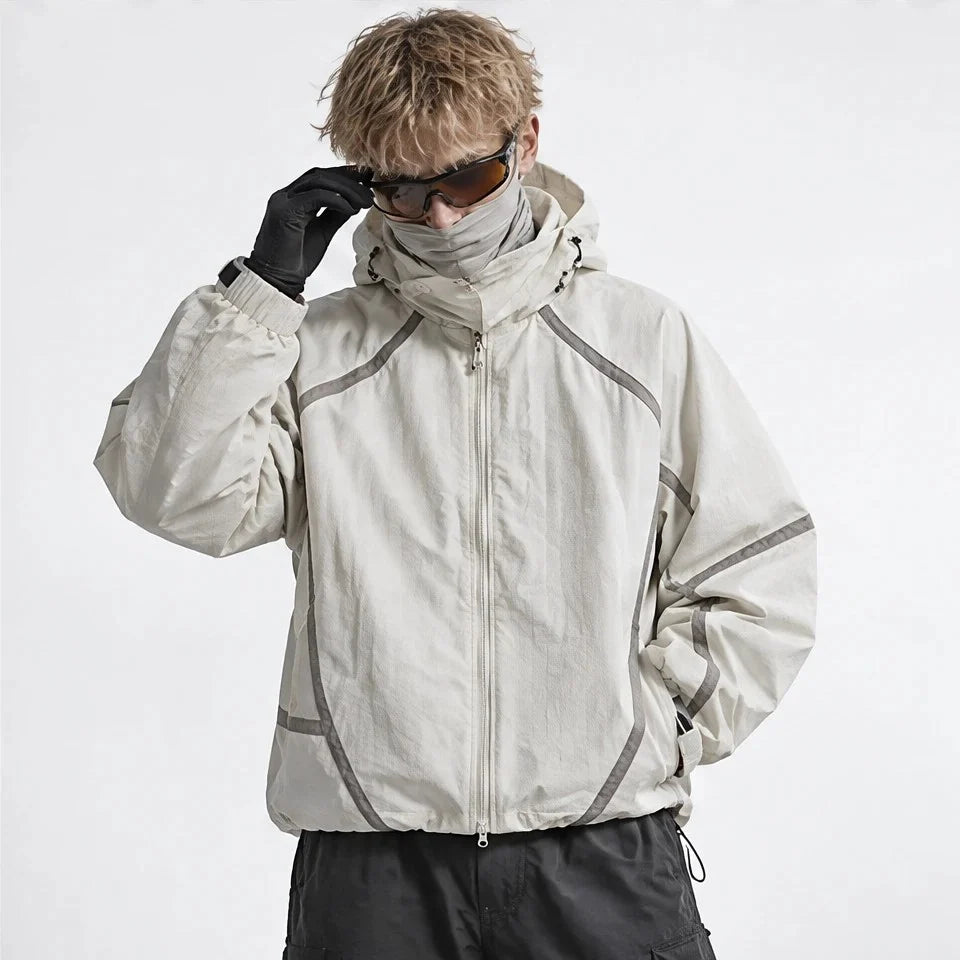 Bield - Unisex Windproof Breathable & Hooded Waterproof Jacket - Sandy White