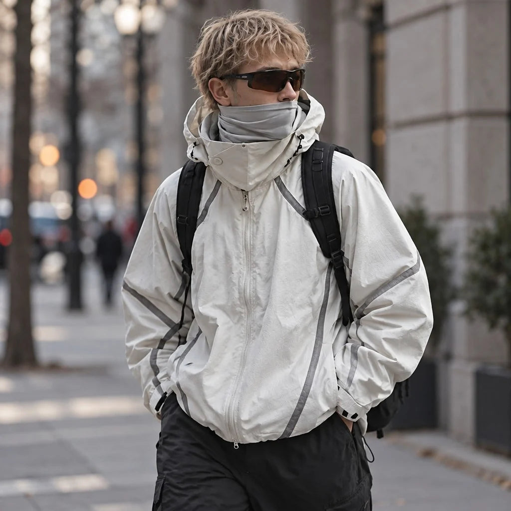 Bield - Unisex Windproof Breathable & Hooded Waterproof Jacket - Sandy White