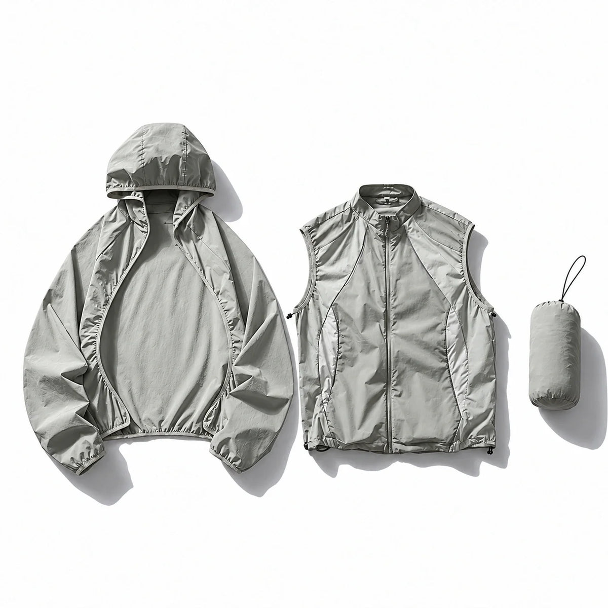 Spurn - Unisex Water-Repellent & Windproof 3-in-1 Lightweight Jacket - Light Grey