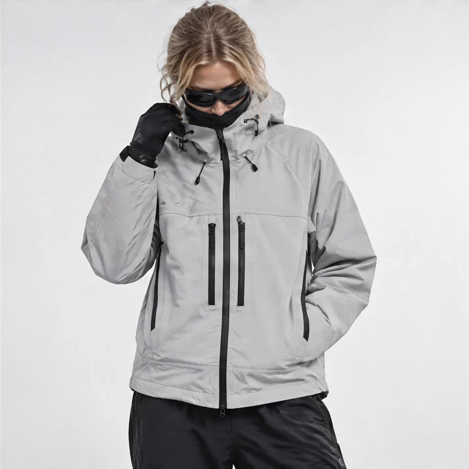How - Unisex 12K Hooded Waterproof Jacket - Light Grey