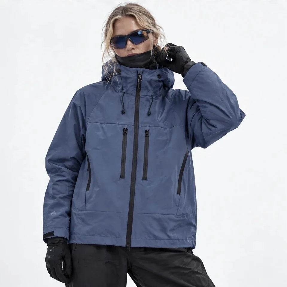 How - Unisex 12K Hooded Waterproof Jacket - Navy Blue