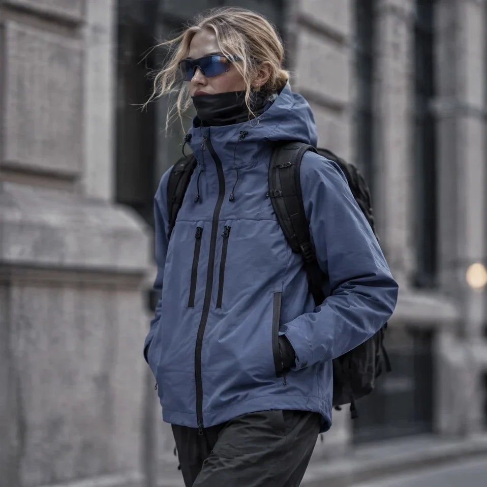 How - Unisex 12K Hooded Waterproof Jacket - Navy Blue