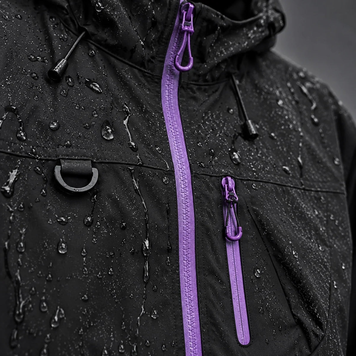 Caw - Unisex Windproof Breathable & Packable Waterproof Jacket - Black