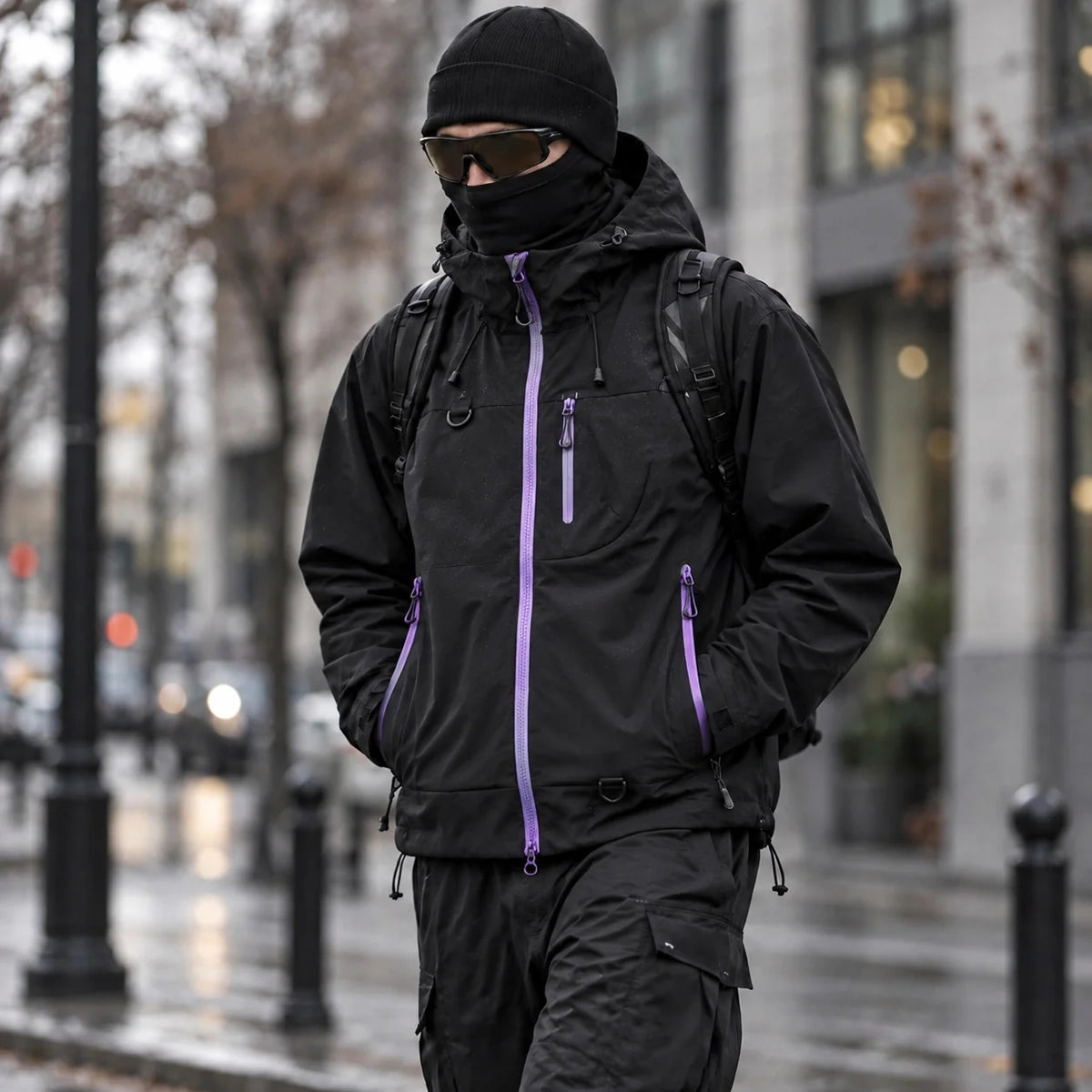 Caw - Unisex Windproof Breathable & Packable Waterproof Jacket - Black