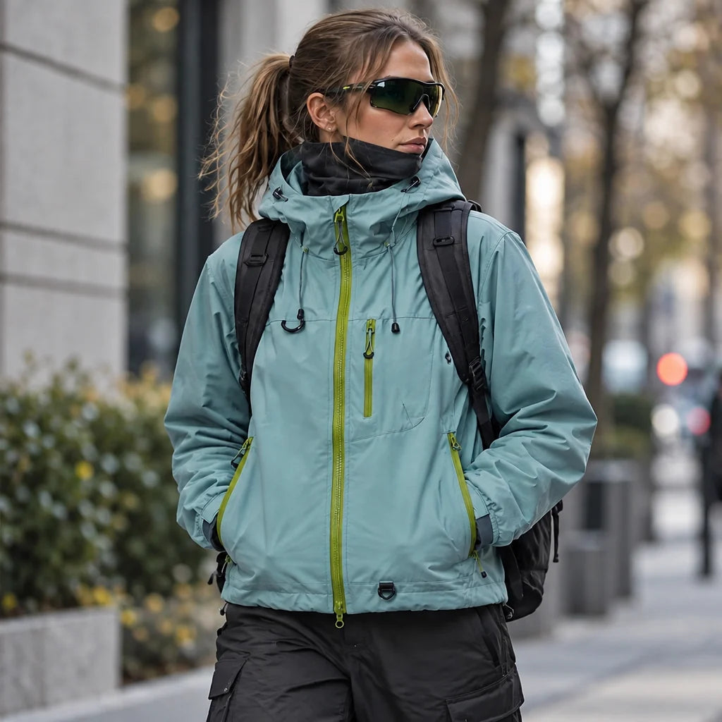 Caw - Unisex Windproof Breathable & Packable Waterproof Jacket - Light green
